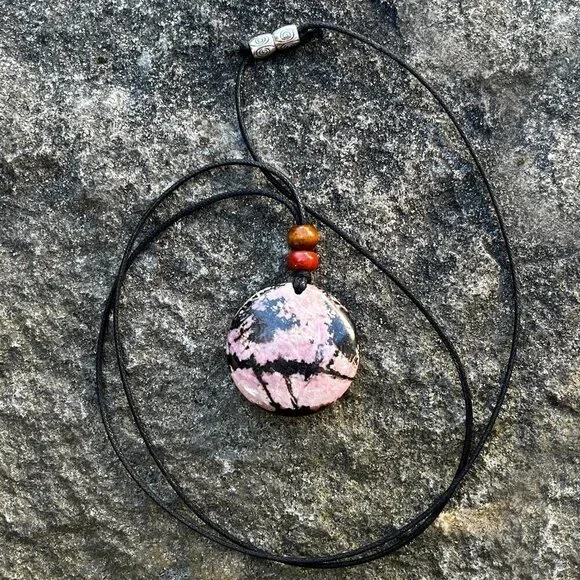 Rhodonite Gemstone Necklace | Handmade - Picture 5 of 6